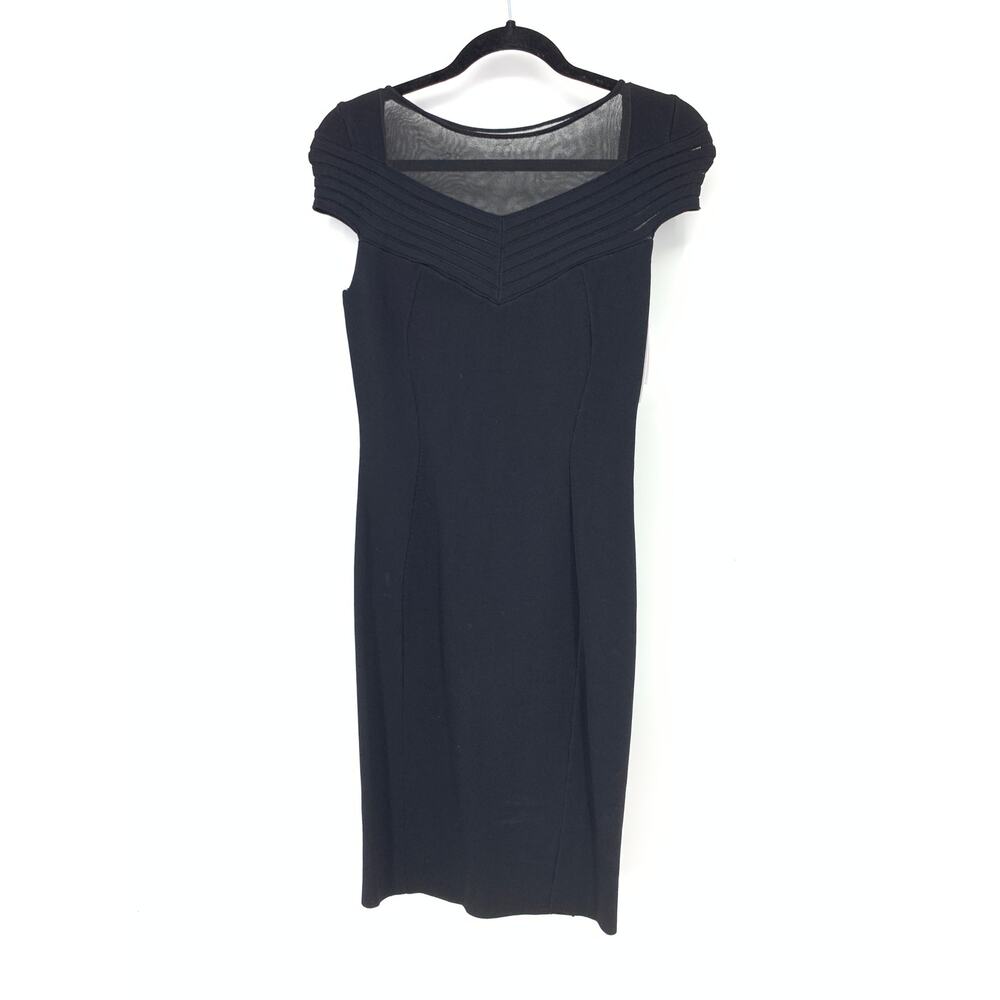 Reiss Womens Size 4 Lana Sheer Paneled Cap Sleeve Dress Black NEW